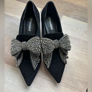 Jeffrey Campbell Black Beaded Bow Loafers